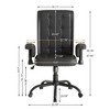 VECELO Ergonomic Leather Office Chair, Adjustable Swivel Desk Chair with Armrests & Lumbar Support, Black/Brown - 3 of 4