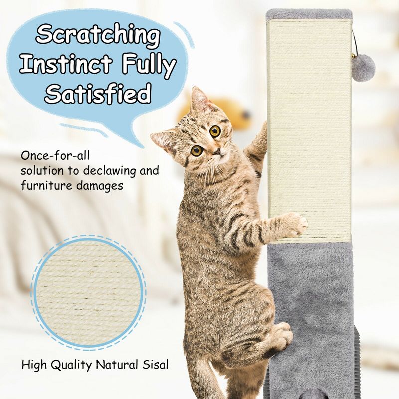Costway 31'' Tall Cat Scratching Post Claw Scratcher w/ Sisal Rope & 2 plush Ball, 5 of 11