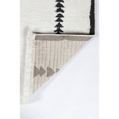 Ivory Rectangular Synthetic Area Rug with Southwestern Motifs