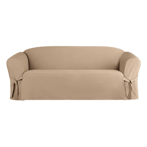 Heavyweight Cotton Duck Sofa Slipcover Khaki Sure Fit