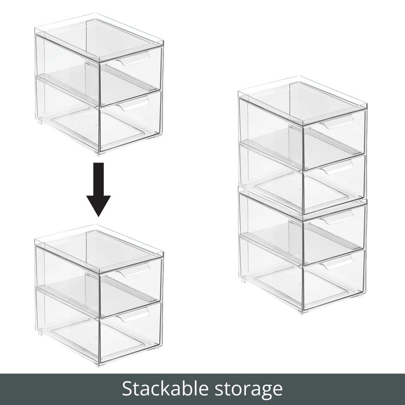 mDesign Plastic Stackable Bathroom Storage Organizer with Drawer, 4 of 8