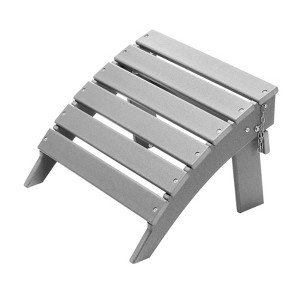 VEVOR Adirondack Ottoman, 16.9L x 18.9W x 13H Inch HDPE Plastic Folding Adirondack Ottoman, Weather-Resistant Foot Rest for Adirondack Chair, Gray - 1 of 4
