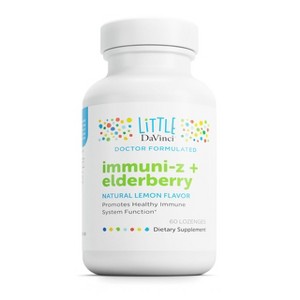Little DaVinci Immuni-z + Elderberry - Kids Zinc Lozenge to Support Immune Health, Healthy Lungs and Throat Tissue* - Lemon Flavor - 60 Lozenges - 1 of 4