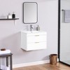 24" Wall Mounted Bathroom Vanity With Ceramic Sink Floating Bathroom Storage Cabinet With 2 Drawers Soft Close Doors For Home, White - 2 of 4
