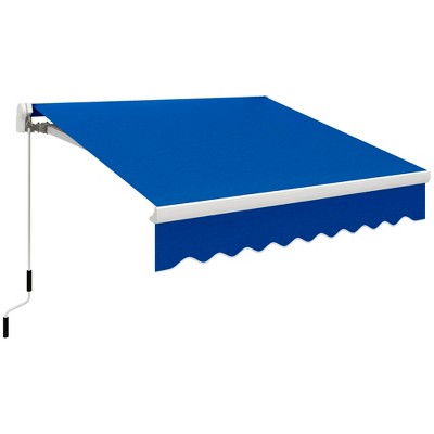Outsunny Manual Retractable Awning Sun Shade Shelter for Patio Deck Yard with UV Protection and Easy Crank Opening