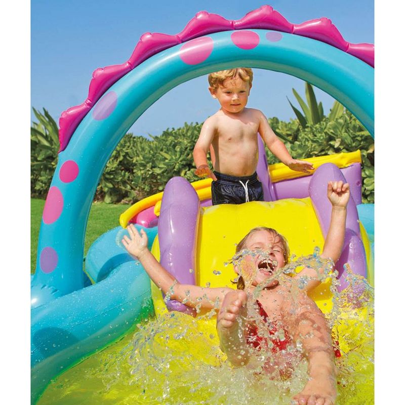 Intex Dinoland Backyard Kiddie Inflatable Swimming Pool and Inflatable Ocean Play Center Pool with Slides, Water Sprayers, Toys, and Games, 4 of 9