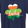 Women's - Instant Message - Lucky Striped Shamrock Short Sleeve Graphic T-Shirt - 2 of 4