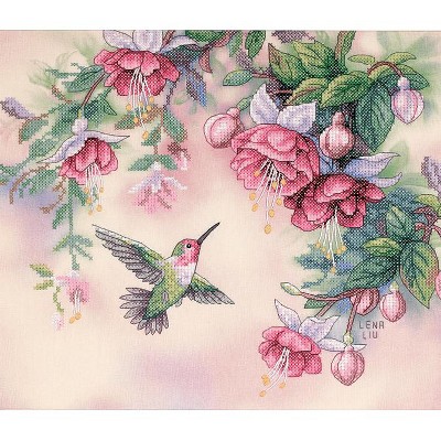 Dimensions Stamped Cross Stitch Kit 14"X12"-Hummingbird & Fuchsias