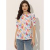 Allegra K Women's Floral Ruffle Mock Neck Puff Short Sleeves Chiffon Blouses - 3 of 4