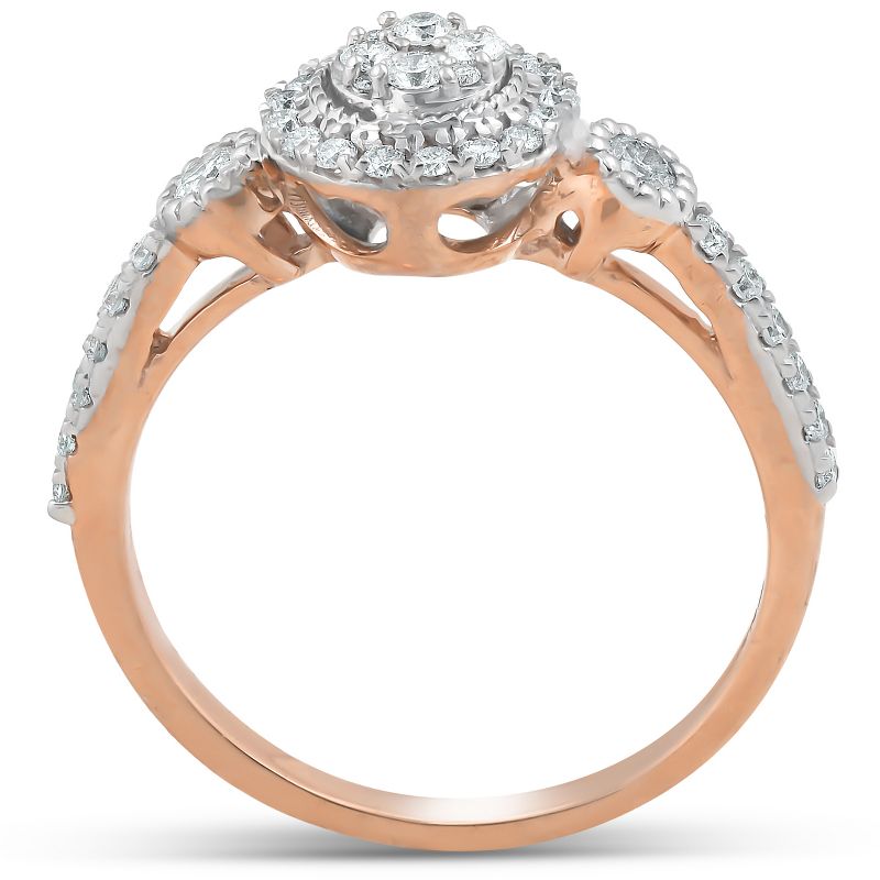 Pompeii3 1/2 Ct Diamond Round Halo Vintage Engagement Ring 10k Rose Gold, 3 of 5