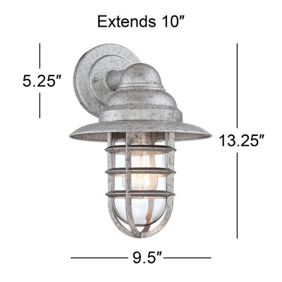 Galvanized Silver Industrial Outdoor Wall Light with Clear Glass
