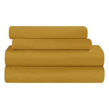300 Thread Count Rayon From Bamboo Solid Deep Pocket Bed Sheet Set, California King, Gold - Blue Nile Mills