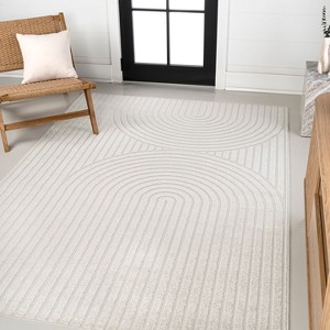 JONATHAN Y Sofia High-Low MidCentury Modern Arch Stripe Two-Tone Indoor/Outdoor Area Rug - 1 of 4