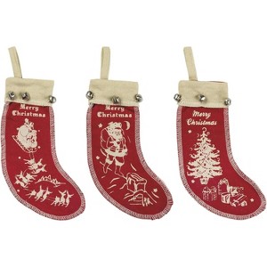 Primitives By Kathy Retro Christmas Felt Stocking Ornaments Set of 3 - 1 of 4