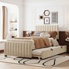 MAYEERTY Twin Size Velvet Upholstered Platform Bed, Twin Trundle, Bedroom, Gray - 2 of 4