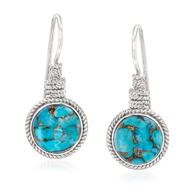 Ross-Simons Turquoise Roped Drop Earrings in Sterling Silver