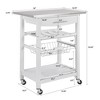 30"Mobile Rolling Kitchen Island Trolley Serving Cart with Underneath Drawer & Slide-Out Wire Storage Basket - 2 of 4