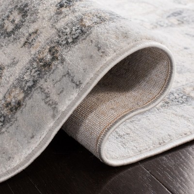 Light Grey and Grey Synthetic Hand-Knotted Rectangular Rug, 4' x 6'