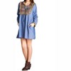 Women's Fringe & Geometric Chambray Dress - Velzera - 4 of 4