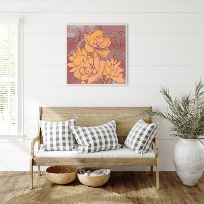 Abstract Pale Roses Canvas Print with White Floater Frame