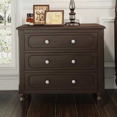 Vintage Country Style 3-Drawer Wood Nightstand, Bedside Table, Baby Dresser, End Table for Bedroom Living Room - HABITRIO