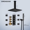 CASAINC 3 Functions Ceiling Mounted Thermostatic Shower System with 6 Body Jets and Rough-in Valve in Matte Black - 2 of 4