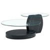 NicBex Artistic Double Layer Coffee Table with White Marble and Wood Grain Collision, Density Board Sticker and Reinforced Glass for Dining Room - 3 of 4