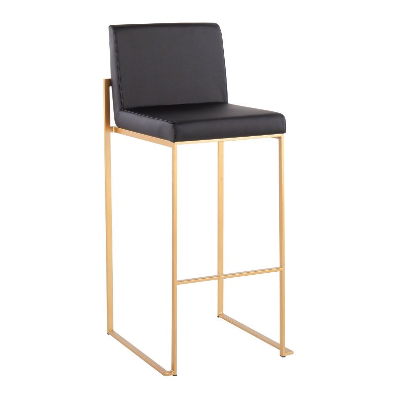 Set of 2 Fuji High Back Stainless Steel/Faux Leather Barstools with Gold Legs - LumiSource, 3 of 12