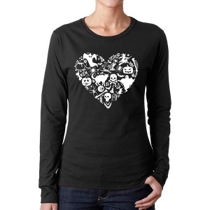 LA Pop Art Halloween Heart - Women's Word Art Long Sleeve T-Shirt - 1 of 4