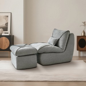 Evita Bean Bag Chair for Adults with Footstool, Memory Foam Couch with Ottoman -57.09*28.74*32.68 Inch, ( Including Pillow) - 1 of 4