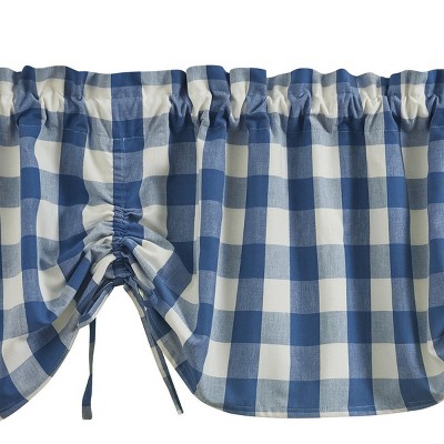 Blue and Cream Buffalo Check Tie-Up Valance