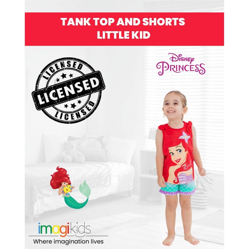 Disney Princess Princess Moana Rapunzel Jasmine Belle Baby Girls Tank Top and French Terry Shorts Infant, 4 of 9