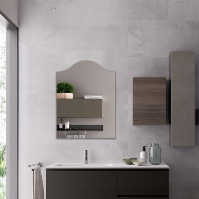 Arched Frameless Rectangular Wall Mirror 32" Height