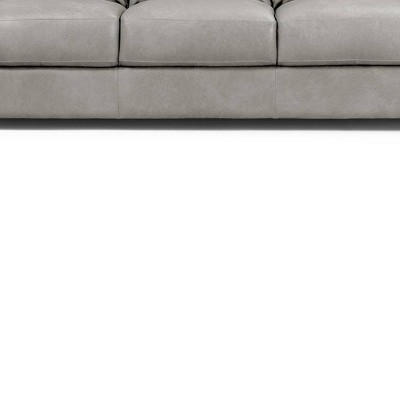 Cornelia Beige Leather Tufted Sofa with Removable Cushions
