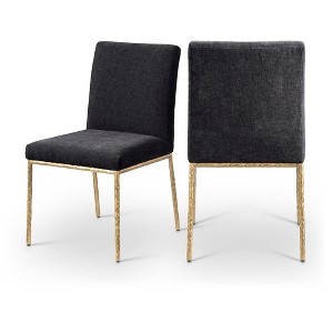 Meridina Furniture,Reeves Black Chenille Fabric Upholstered Dining Side Chair, Set of 2 - 1 of 4