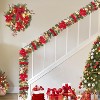 Christmas Garland with Bows & Ornaments, 6FT Red Gold Pre-Lit Garland, LED Lights for Mantel & Staircase Decor - 4 of 4