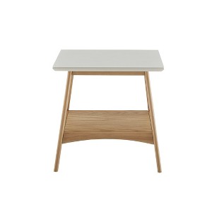 Vynxaria Sophisticated White End Table Coffee Table with Two-Tone Design and Storage Shelf - 1 of 4