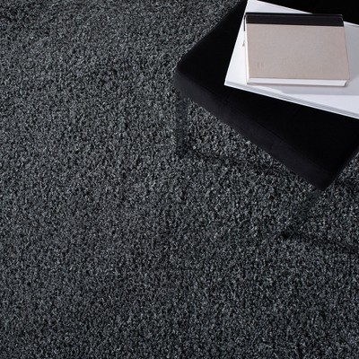 Luxurious Gray Shag 9' x 12' Rectangular Synthetic Area Rug