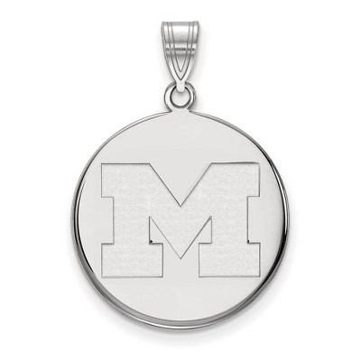 Black Bow Jewelry 10k White Gold Michigan Wolverines NCAA Large Pendant