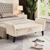 Vynxaria Beige Velvet 51.5" Bed Bench with Storage - Elegant Ottomans and Benches for Versatile Use - 2 of 4