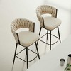 Resenkos Counter Bar Stools, Counter Stool,360��Swivel Bar Chairs set of 2 with Backrest, Metal Leg Modern Luxury Kitchen Chair,Beige White - 2 of 4