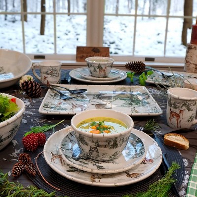 Winter's Frost Ceramic Holiday Dinnerware Set, Service for 4