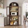 Arched Bookcase with Doors Tall Bookshelf Display Storage Shelves 71.4in Deep Wooden Cabinet Farmhouse Bookcases - 3 of 4