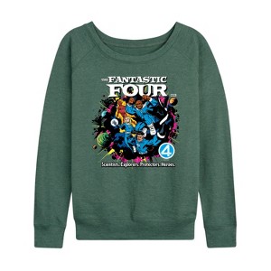 Women's - Marvel - Fantastic Four Fantastic 4 Galactus Comic Lightweight French Terry Wide Neck Long Sleeve Shirt - 1 of 4