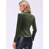 INSPIRE CHIC Women's Notched Lapel Vintage Office Button Front Velvet Blazer - 4 of 4