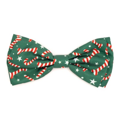 The Worthy Dog Holiday Candy Cane Bow Tie - Adjustable Pet Collar Accessory