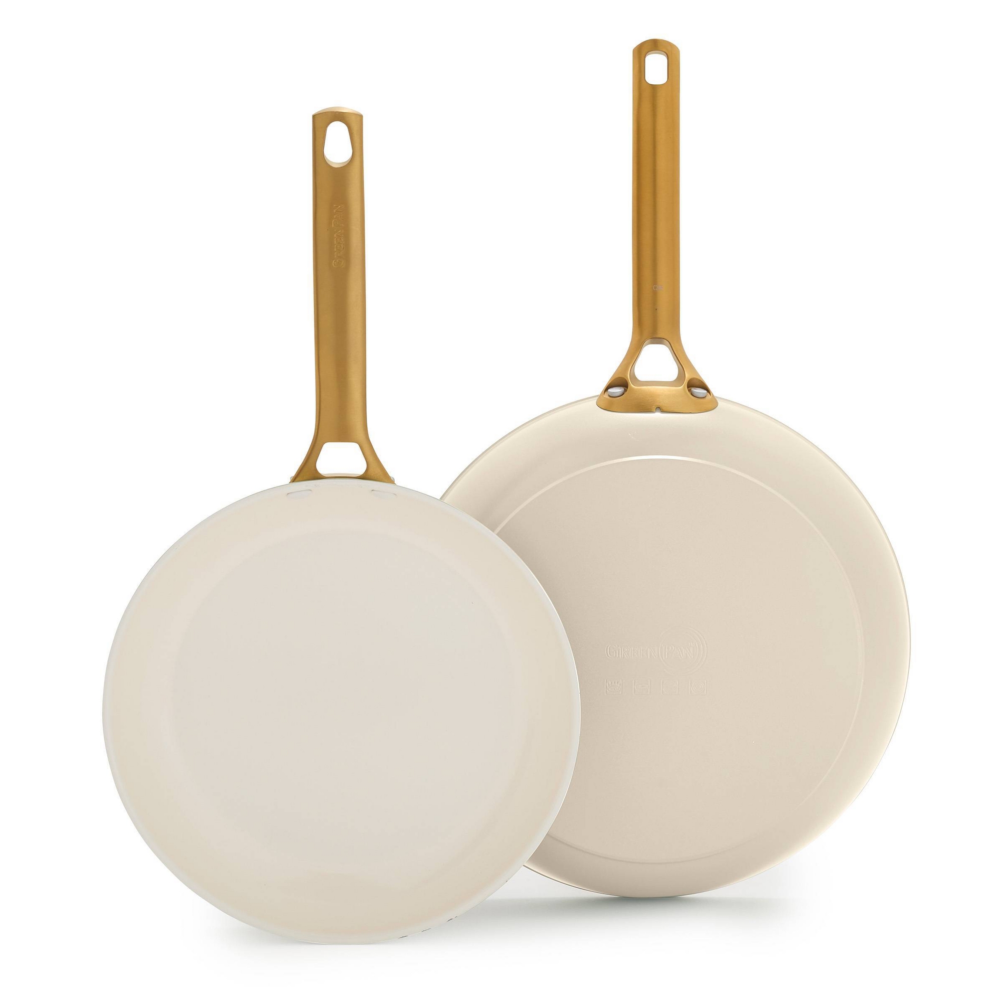 GreenPan (10" and 12") Reserve Pro Ceramic Nonstick Frypan Set Cream
