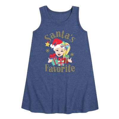 JoJo Siwa Santas Favorite Graphic Sleeveless Aline Dress - Heather Navy - 6T