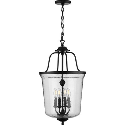 Bowman Matte Black 4-Light Pendant with Clear Glass Shade