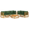 vidaXL 6 Piece Acacia Wood Patio Lounge Set with Green Cushions – Modular Design for Garden, Outdoor Deck, and Patio - 3 of 4